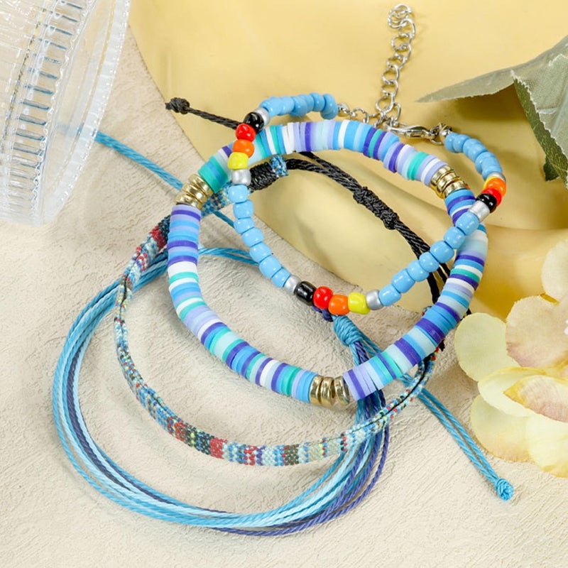 Mannikesi Beach Bracelet Set for Men and Women, Surfer Men Bracelet, Braided Boho Summer Bracelets Adjustable Men's Bracelet Handmade Women Bracelet String Rope Ankle Bracelets Birthday Gift - Image 2
